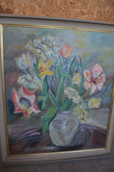 (n-7400) Suur lõuendil lilledega maal