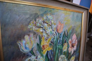 (n-7400) Suur lõuendil lilledega maal