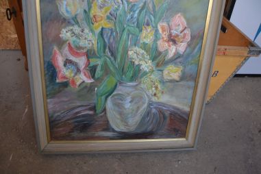 (n-7400) Suur lõuendil lilledega maal