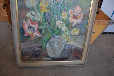 (n-7400) Suur lõuendil lilledega maal