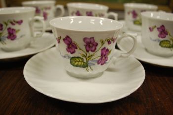 (n-7421/1) Bavaria Wunsiedel R Porcelaine, kannikestega kohvitassid-taldrikud, 6tk 2