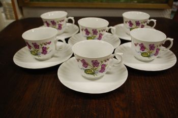 (n-7421/1) Bavaria Wunsiedel R Porcelaine, kannikestega kohvitassid-taldrikud, 6tk