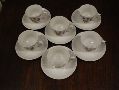 (n-7421/1) Bavaria Wunsiedel R Porcelaine, kannikestega kohvitassid-taldrikud, 6tk