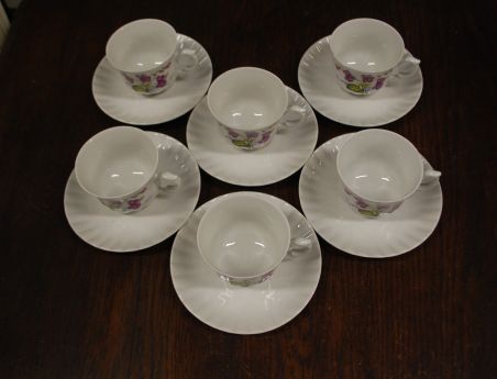 (n-7421/1) Bavaria Wunsiedel R Porcelaine, kannikestega kohvitassid-taldrikud, 6tk