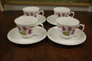 (n-7421/2) Bavaria Wunsiedel R Porcelaine, kannikestega kohvitassid-taldrikud, 4tk