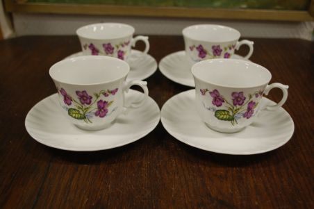 (n-7421/2) Bavaria Wunsiedel R Porcelaine, kannikestega kohvitassid-taldrikud, 4tk