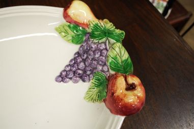 (n-7424) Dipinto a mano, suur puuviljadega keraamiline vaagen