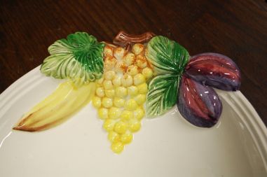 (n-7424) Dipinto a mano, suur puuviljadega keraamiline vaagen