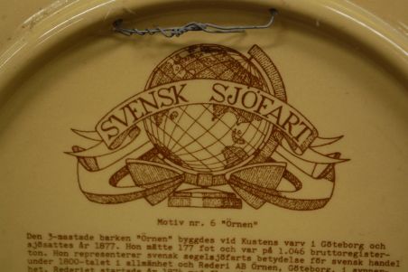 (n-7436/6) Figgjo, Rootsi laevandus, kollektsioontaldrik "Örnen", nr6