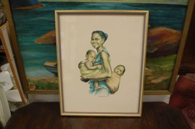 (n-7120) Eleane Bonsell, raamitud trükk "Naine lastega"