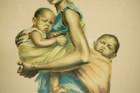 (n-7120) Eleane Bonsell, raamitud trükk "Naine lastega"