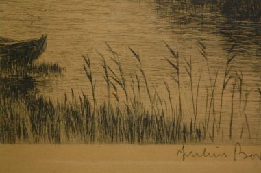 (n-6896) Vanem litograafia paat rannal