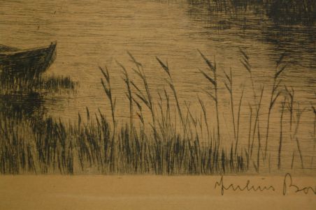 (n-6896) Vanem litograafia paat rannal