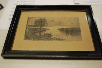 (n-6896) Vanem litograafia paat rannal