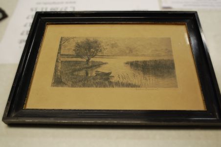 (n-6896) Vanem litograafia paat rannal