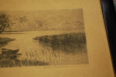 (n-6896) Vanem litograafia paat rannal