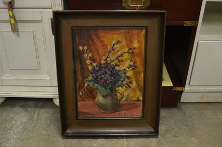 (P-1089) Papil vaasiga maal, signeeritud