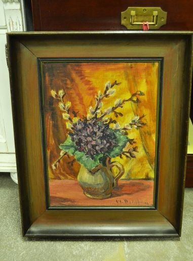 (P-1089) Papil vaasiga maal, signeeritud