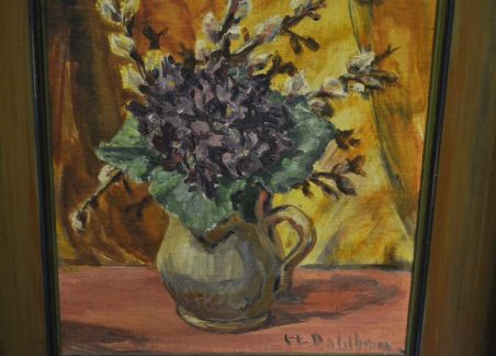 (P-1089) Papil vaasiga maal, signeeritud