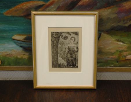 (P-1092) Viiralt, trükirepro Illustratsioon A.Puškini Gavriliaadile (Maarja ja madu)