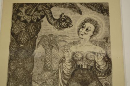 (P-1092) Viiralt, trükirepro Illustratsioon A.Puškini Gavriliaadile (Maarja ja madu)