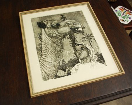 (P-1095) Viiralt, trükirepro Berberi tüdruk kaameliga