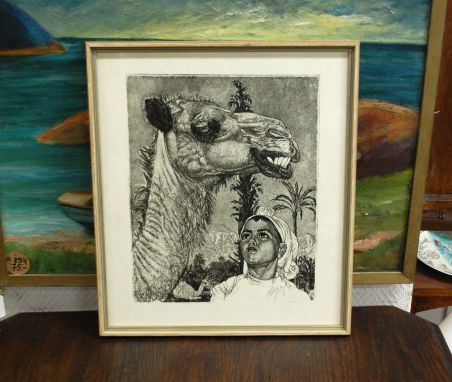 (P-1095) Viiralt, trükirepro Berberi tüdruk kaameliga