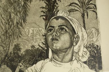 (P-1095) Viiralt, trükirepro Berberi tüdruk kaameliga