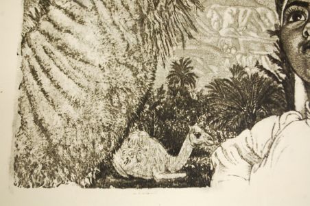 (P-1095) Viiralt, trükirepro Berberi tüdruk kaameliga