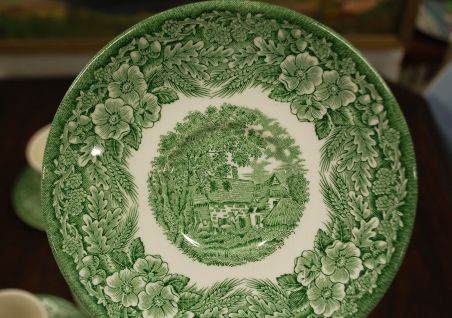 (n-7506/1) Broadhursts Staffordshire, rohelised kohvitassid-taldrikud, 5tk