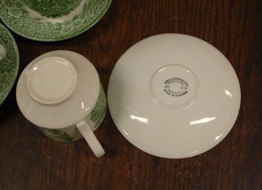 (n-7506/1) Broadhursts Staffordshire, rohelised kohvitassid-taldrikud, 5tk