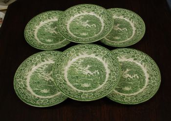 (n-7506/2) Broadhursts Staffordshire, rohelised salatitaldrikud, 6tk