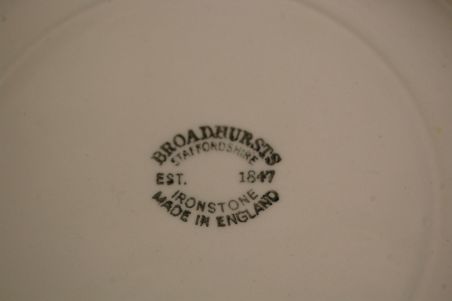 (n-7506/2) Broadhursts Staffordshire, rohelised salatitaldrikud, 6tk