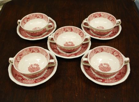 (n-7520/1) Adams, English Scenic, hobustega puljongitassid-taldrikud, 5tk