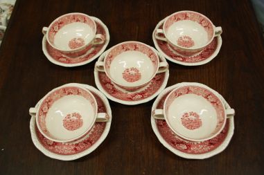 (n-7520/1) Adams, English Scenic, hobustega puljongitassid-taldrikud, 5tk