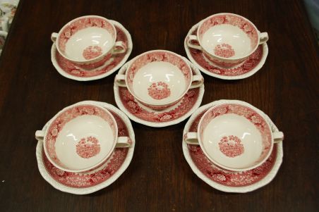 (n-7520/1) Adams, English Scenic, hobustega puljongitassid-taldrikud, 5tk