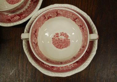 (n-7520/1) Adams, English Scenic, hobustega puljongitassid-taldrikud, 5tk