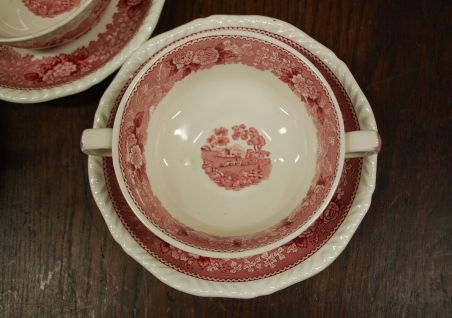 (n-7520/1) Adams, English Scenic, hobustega puljongitassid-taldrikud, 5tk