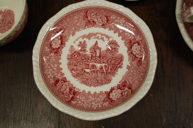 (n-7520/1) Adams, English Scenic, hobustega puljongitassid-taldrikud, 5tk