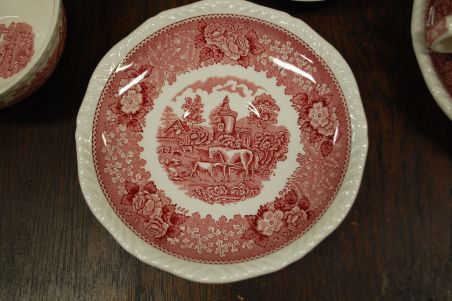 (n-7520/1) Adams, English Scenic, hobustega puljongitassid-taldrikud, 5tk