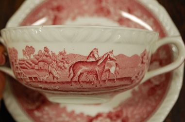 (n-7520/1) Adams, English Scenic, hobustega puljongitassid-taldrikud, 5tk