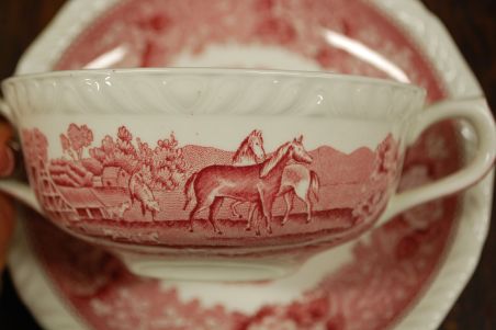 (n-7520/1) Adams, English Scenic, hobustega puljongitassid-taldrikud, 5tk