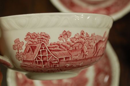 (n-7520/1) Adams, English Scenic, hobustega puljongitassid-taldrikud, 5tk