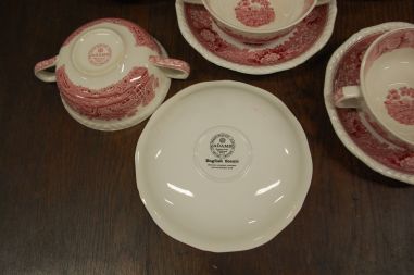 (n-7520/1) Adams, English Scenic, hobustega puljongitassid-taldrikud, 5tk