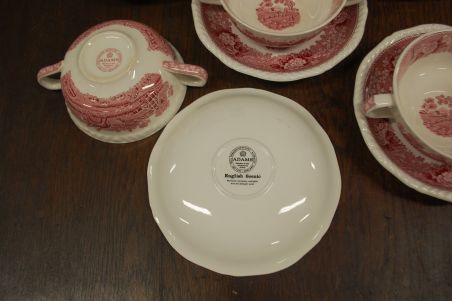 (n-7520/1) Adams, English Scenic, hobustega puljongitassid-taldrikud, 5tk
