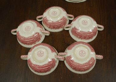 (n-7520/1) Adams, English Scenic, hobustega puljongitassid-taldrikud, 5tk