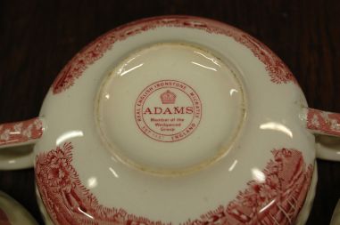 (n-7520/1) Adams, English Scenic, hobustega puljongitassid-taldrikud, 5tk