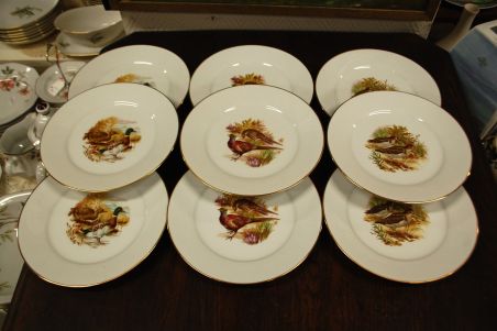 (n-7532/2) Porcelaine de Limoges, lindudega taldrikud, 9tk