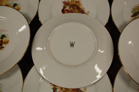 (n-7532/2) Porcelaine de Limoges, lindudega taldrikud, 9tk