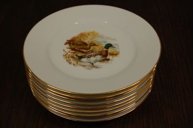 (n-7532/2) Porcelaine de Limoges, lindudega taldrikud, 9tk